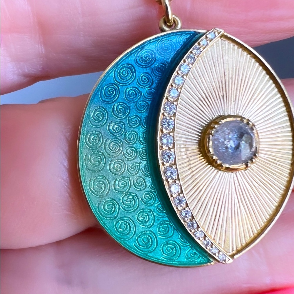 Brooke Gregson diamond enamel crescent moon necklace